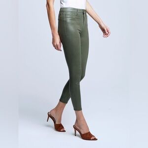 L’AGENCE Margot Wax Coated Hunter Green Skinny Jean